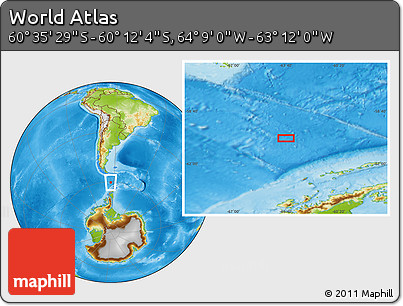 Physical Location Map of the Area around 60° 23' 46" S, 63° 40' 30" W
