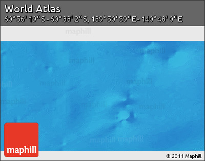 Shaded Relief 3D Map of the Area around 60° 44' 41" S, 140° 19' 29" E