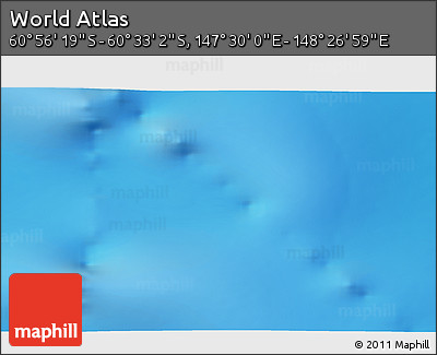 Physical 3D Map of the Area around 60° 44' 41" S, 147° 58' 29" E