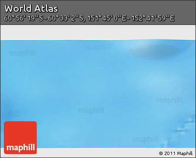 Physical 3D Map of the Area around 60° 44' 41" S, 152° 13' 29" E