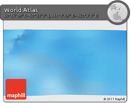 Physical 3D Map of the Area around 60° 44' 41" S, 161° 34' 29" E