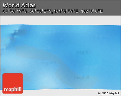 Physical 3D Map of the Area around 60° 44' 41" S, 161° 34' 29" E