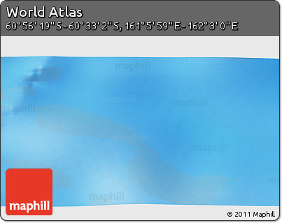 Physical 3D Map of the Area around 60° 44' 41" S, 161° 34' 29" E