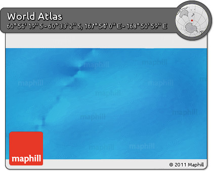Physical 3D Map of the Area around 60° 44' 41" S, 168° 22' 30" E