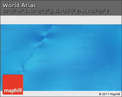 Physical 3D Map of the Area around 60° 44' 41" S, 168° 22' 30" E