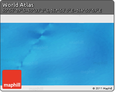 Physical 3D Map of the Area around 60° 44' 41" S, 168° 22' 30" E