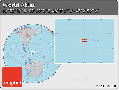 Gray Location Map of the Area around 60° 44' 41" S, 47° 31' 29" W