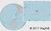 Gray Location Map of the area around 60° 44' 41" S, 89° 10' 30" W, hill shading