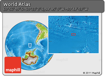 Physical Location Map of the Area around 60° 44' 41" S, 94° 16' 30" W