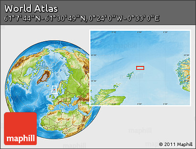 Physical Location Map of the Area around 61° 19' 16" N, 0° 4' 30" E
