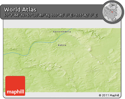 Physical 3D Map of the Area around 61° 19' 16" N, 101° 13' 29" E