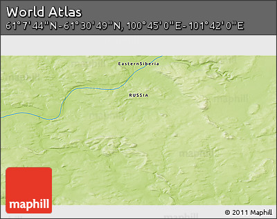 Physical 3D Map of the Area around 61° 19' 16" N, 101° 13' 29" E
