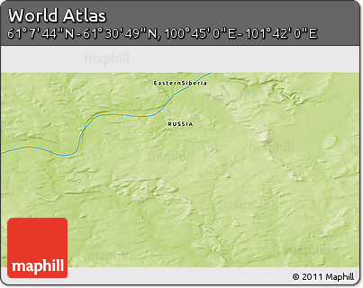 Physical 3D Map of the Area around 61° 19' 16" N, 101° 13' 29" E