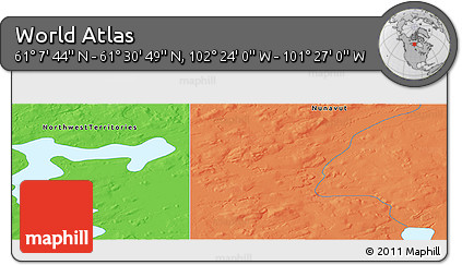 Political Panoramic Map of the Area around 61° 19' 16" N, 101° 55' 30" W