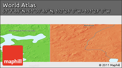 Political Panoramic Map of the Area around 61° 19' 16" N, 101° 55' 30" W