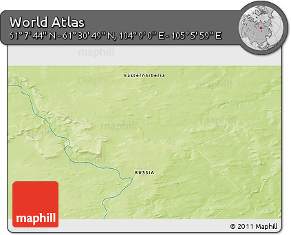 Physical 3D Map of the Area around 61° 19' 16" N, 104° 37' 30" E