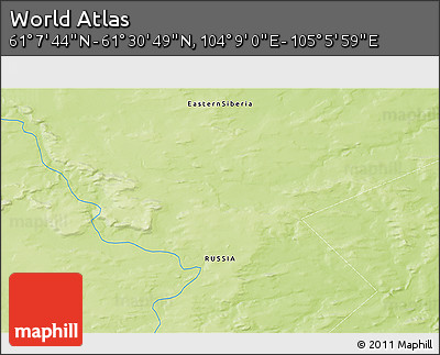 Physical 3D Map of the Area around 61° 19' 16" N, 104° 37' 30" E
