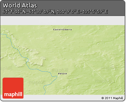Physical 3D Map of the Area around 61° 19' 16" N, 104° 37' 30" E
