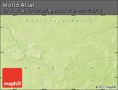 Physical Map of the Area around 61° 19' 16" N, 104° 37' 30" E