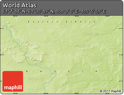 Physical Map of the Area around 61° 19' 16" N, 104° 37' 30" E