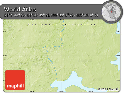 Physical Map of the Area around 61° 19' 16" N, 106° 10' 30" W