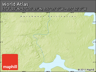 Physical Map of the Area around 61° 19' 16" N, 106° 10' 30" W
