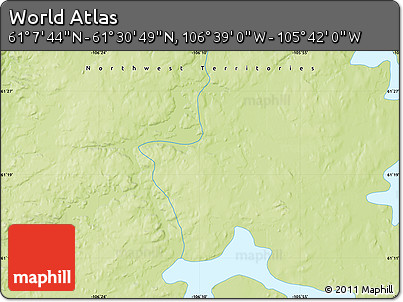 Physical Map of the Area around 61° 19' 16" N, 106° 10' 30" W