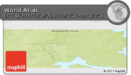 Physical Panoramic Map of the Area around 61° 19' 16" N, 106° 10' 30" W