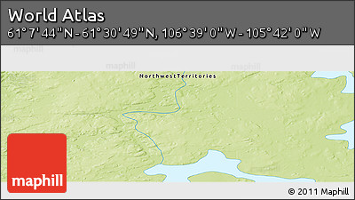 Physical Panoramic Map of the Area around 61° 19' 16" N, 106° 10' 30" W