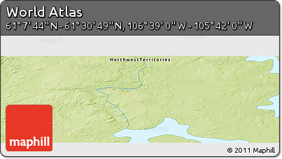 Physical Panoramic Map of the Area around 61° 19' 16" N, 106° 10' 30" W