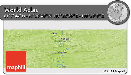 Physical Panoramic Map of the Area around 61° 19' 16" N, 108° 1' 30" E