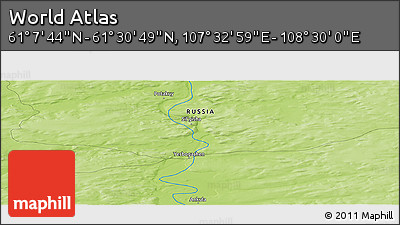 Physical Panoramic Map of the Area around 61° 19' 16" N, 108° 1' 30" E