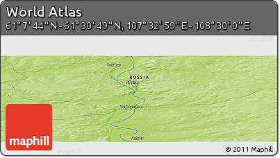Physical Panoramic Map of the Area around 61° 19' 16" N, 108° 1' 30" E