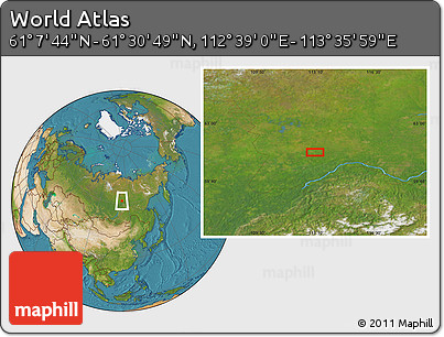 Satellite Location Map of the Area around 61° 19' 16" N, 113° 7' 30" E
