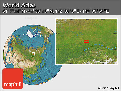 Satellite Location Map of the Area around 61° 19' 16" N, 113° 7' 30" E