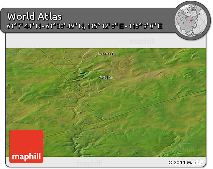 Satellite 3D Map of the Area around 61° 19' 16" N, 115° 40' 30" E