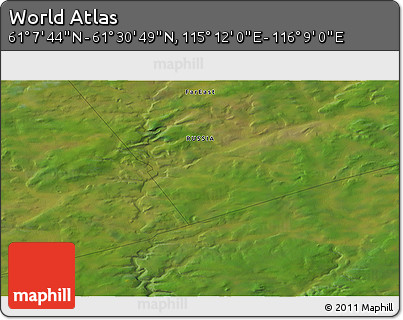 Satellite 3D Map of the Area around 61° 19' 16" N, 115° 40' 30" E