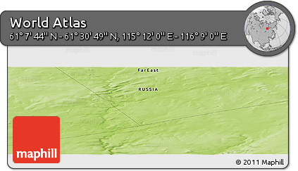 Physical Panoramic Map of the Area around 61° 19' 16" N, 115° 40' 30" E