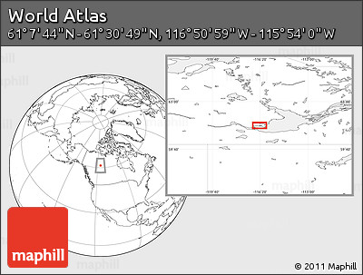 Blank Location Map of the Area around 61° 19' 16" N, 116° 22' 30" W