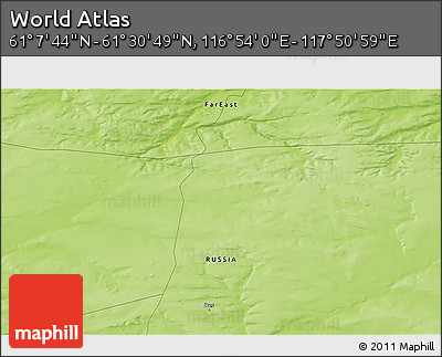 Physical 3D Map of the Area around 61° 19' 16" N, 117° 22' 30" E