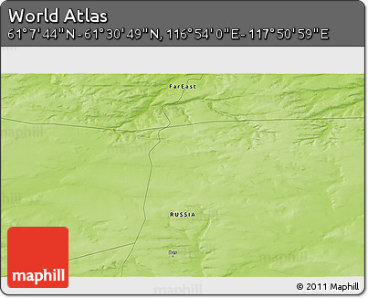 Physical 3D Map of the Area around 61° 19' 16" N, 117° 22' 30" E