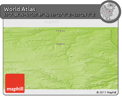 Physical 3D Map of the Area around 61° 19' 16" N, 119° 55' 30" E