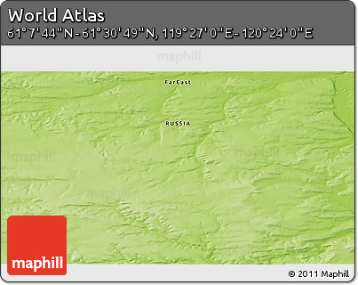 Physical 3D Map of the Area around 61° 19' 16" N, 119° 55' 30" E