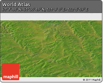 Satellite 3D Map of the Area around 61° 19' 16" N, 121° 37' 30" E