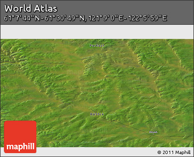 Satellite 3D Map of the Area around 61° 19' 16" N, 121° 37' 30" E