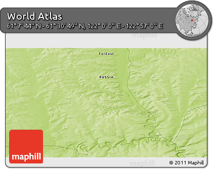 Physical 3D Map of the Area around 61° 19' 16" N, 122° 28' 29" E