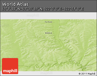 Physical 3D Map of the Area around 61° 19' 16" N, 122° 28' 29" E