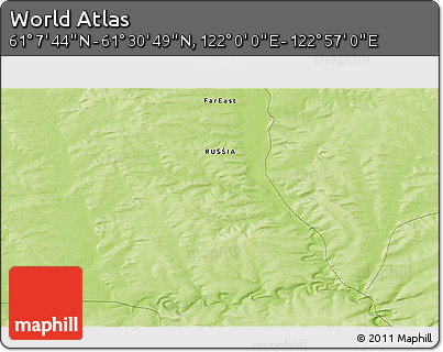 Physical 3D Map of the Area around 61° 19' 16" N, 122° 28' 29" E