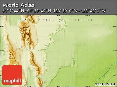 Physical Map of the Area around 61° 19' 16" N, 123° 10' 30" W