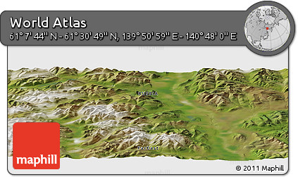 Satellite Panoramic Map of the Area around 61° 19' 16" N, 140° 19' 29" E